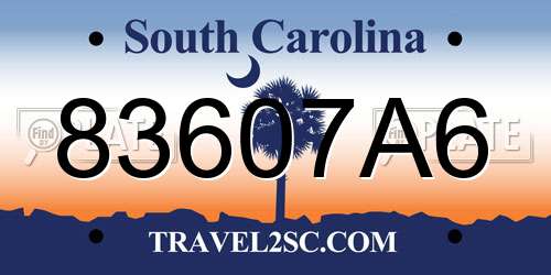 83607A6 South Carolina License Plate