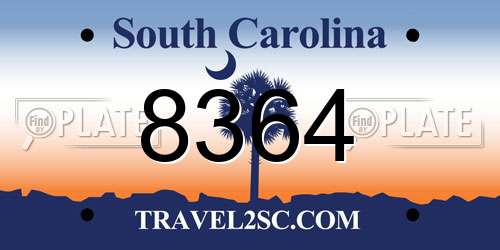 8364 South Carolina License Plate