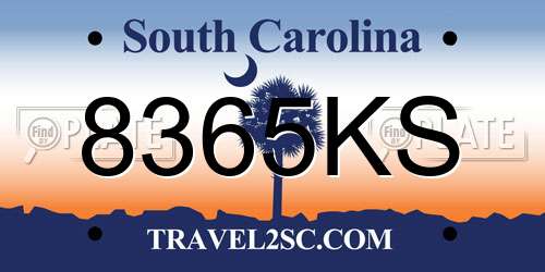 8365KS South Carolina License Plate