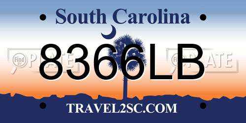 8366LB South Carolina License Plate