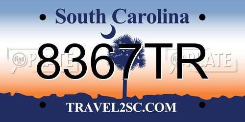 8367TR South Carolina License Plate
