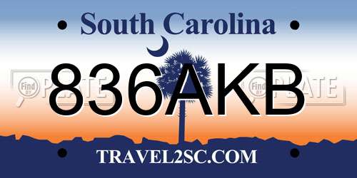 836AKB South Carolina License Plate