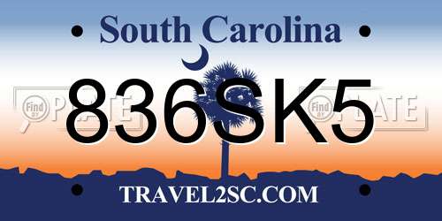 836SK5 South Carolina License Plate