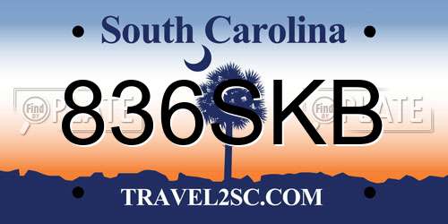 836SKB South Carolina License Plate