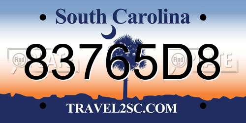 83765D8 South Carolina License Plate