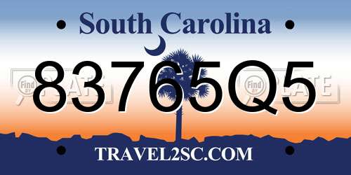 83765Q5 South Carolina License Plate