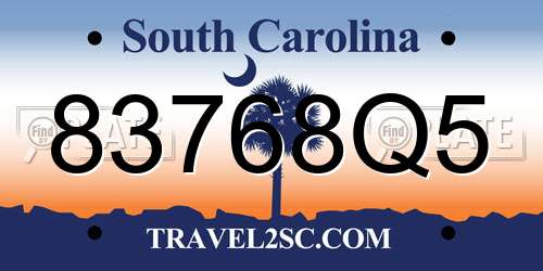 83768Q5 South Carolina License Plate