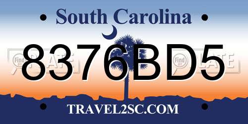 8376BD5 South Carolina License Plate