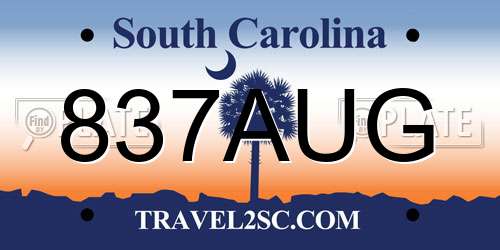 837AUG South Carolina License Plate