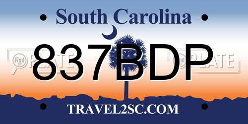 837BDP South Carolina License Plate