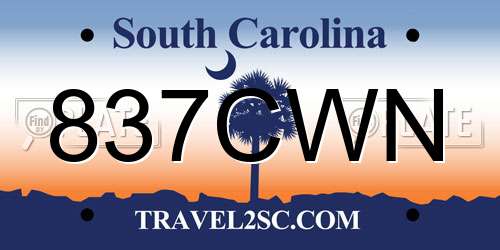 837CWN South Carolina License Plate