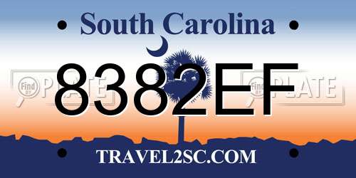 8382EF South Carolina License Plate