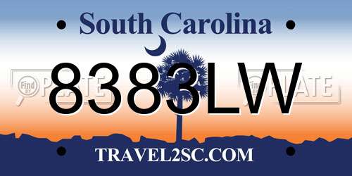 8383LW South Carolina License Plate
