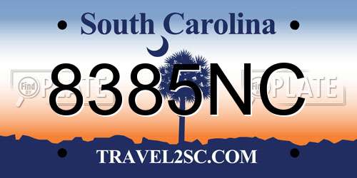 8385NC South Carolina License Plate