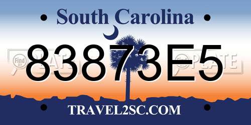83873E5 South Carolina License Plate