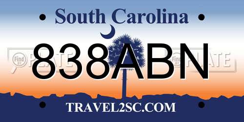 838ABN South Carolina License Plate