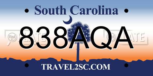 838AQA South Carolina License Plate
