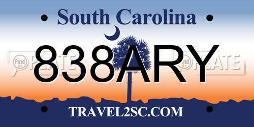 838ARY South Carolina License Plate