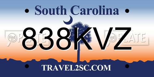 838KVZ South Carolina License Plate