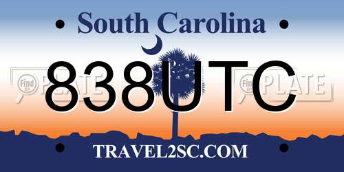 838UTC South Carolina License Plate