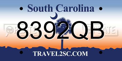 8392QB South Carolina License Plate