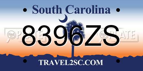 8396ZS South Carolina License Plate