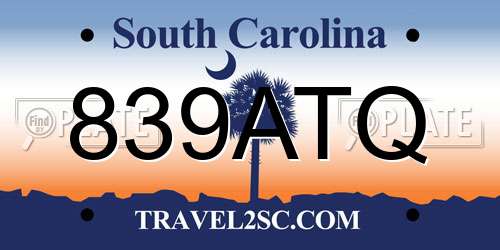 839ATQ South Carolina License Plate