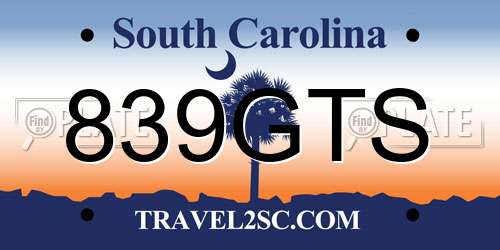 839GTS South Carolina License Plate