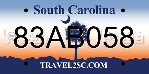 83AB058 South Carolina License Plate
