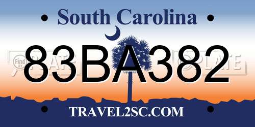 83BA382 South Carolina License Plate