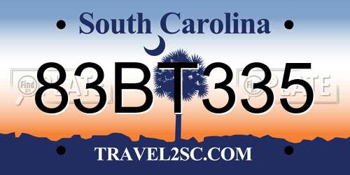 83BT335 South Carolina License Plate