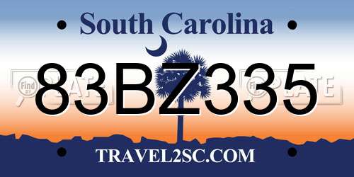 83BZ335 South Carolina License Plate