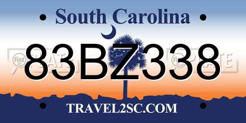 83BZ338 South Carolina License Plate