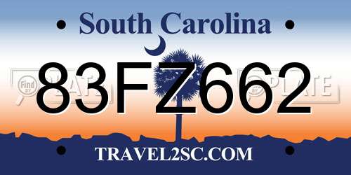 83FZ662 South Carolina License Plate