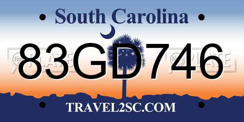 83GD746 South Carolina License Plate