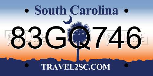 83GQ746 South Carolina License Plate