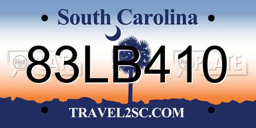 83LB410 South Carolina License Plate