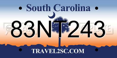 83NT243 South Carolina License Plate