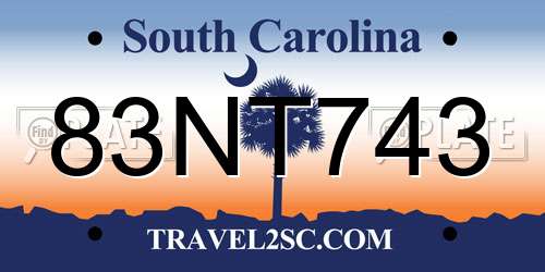 83NT743 South Carolina License Plate