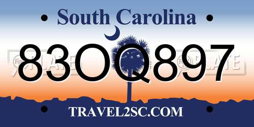 83OQ897 South Carolina License Plate