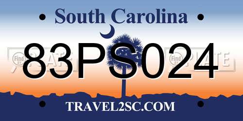 83PS024 South Carolina License Plate