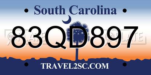 83QD897 South Carolina License Plate