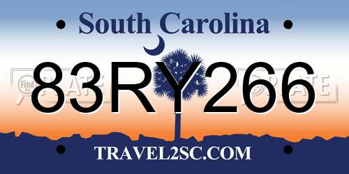 83RY266 South Carolina License Plate