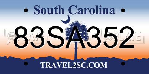 83SA352 South Carolina License Plate