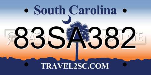 83SA382 South Carolina License Plate