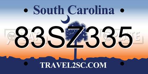 83SZ335 South Carolina License Plate