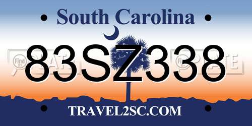 83SZ338 South Carolina License Plate
