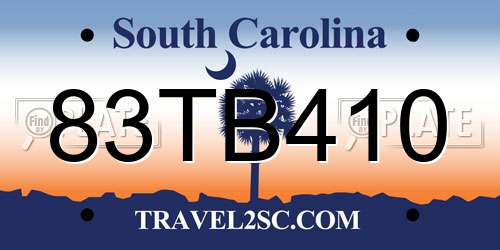 83TB410 South Carolina License Plate