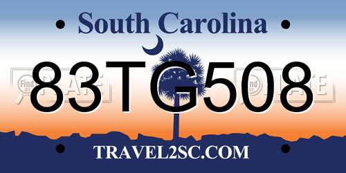 83TG508 South Carolina License Plate