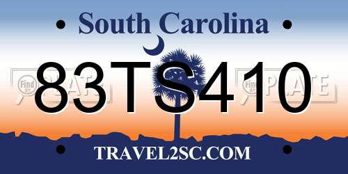 83TS410 South Carolina License Plate